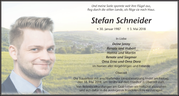 Traueranzeige von Stefan Schneider 
