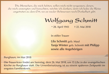 Traueranzeige von Wolfgang Schmitt 