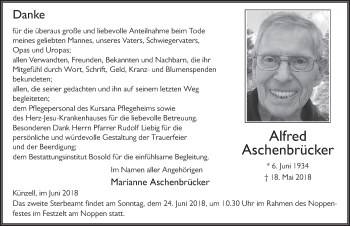 Traueranzeige von Alfred Aschenbrücker 