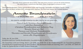 Traueranzeige von Annette Brandenstein 