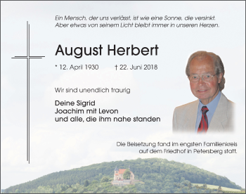 Traueranzeige von August Herbert 