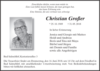 Traueranzeige von Christian Großer 