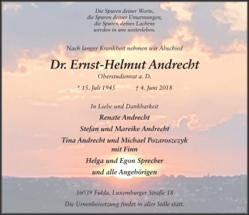 Traueranzeige von Ernst-Helmut Andrecht 