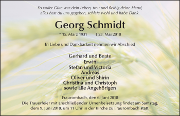 Traueranzeige von Georg Schmidt 