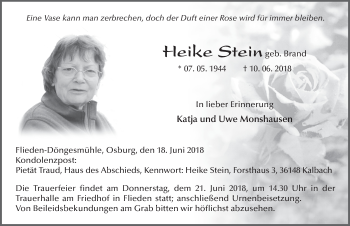 Traueranzeige von Heike Stein 