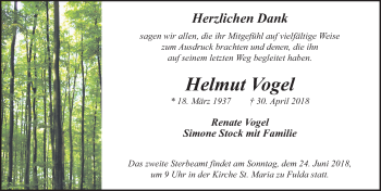 Traueranzeige von Helmut Vogel 