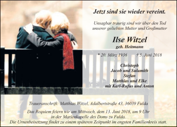 Traueranzeige von Ilse Witzel 
