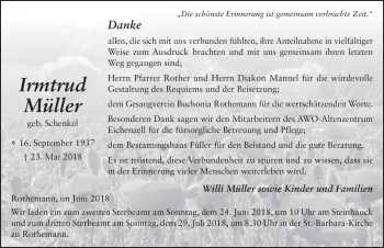 Traueranzeige von Irmtrud Müller 