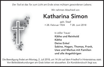 Traueranzeige von Katharina Simon 