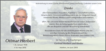 Traueranzeige von Ottmar Herbert 