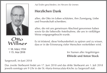 Traueranzeige von Otto Willner 