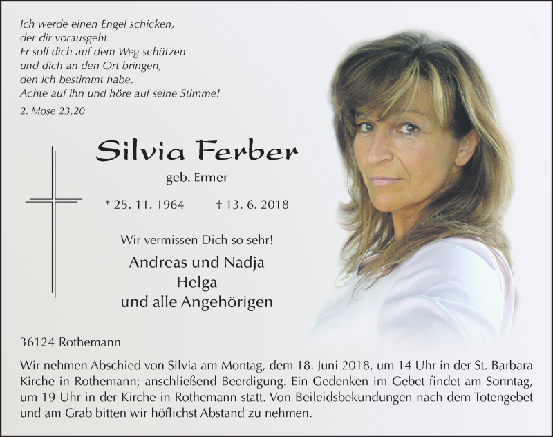  Traueranzeige für Silvia Ferber vom 16.06.2018 aus 