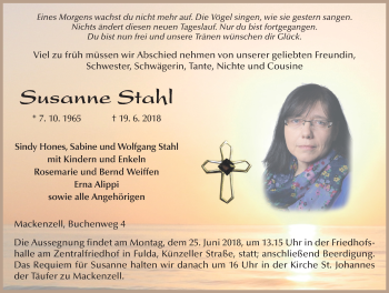 Traueranzeige von Susanne Stahl 