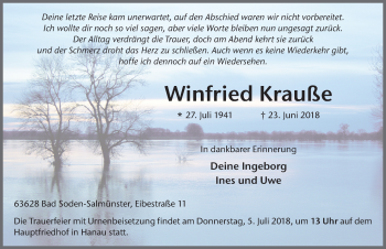 Traueranzeige von Winfried Krauße 