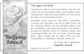 Traueranzeige von Wolfgang Jentsch 