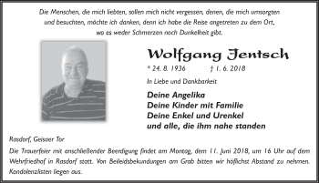 Traueranzeige von Wolfgang Jentsch 