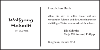 Traueranzeige von Wolfgang Schmitt 