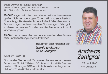 Traueranzeige von Andreas Zentgraf 