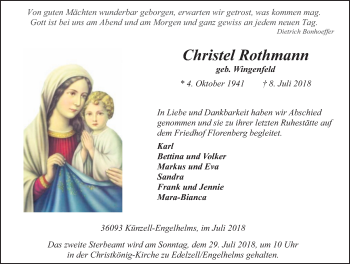 Traueranzeige von Christel Rothmann 