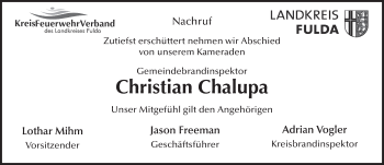 Traueranzeige von Christian Chalupa 