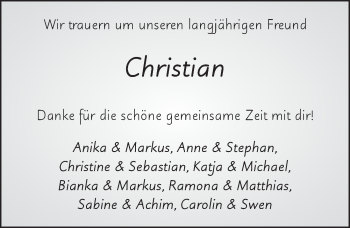 Traueranzeige von Christian Chalupa 