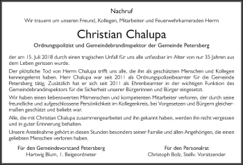 Traueranzeige von Christian Chalupa 