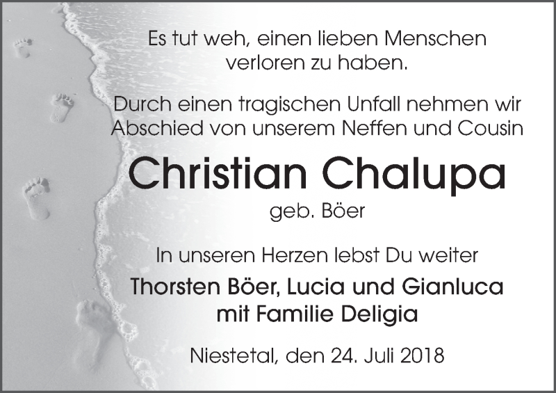 Traueranzeige für Christian Chalupa vom 24.07.2018 aus 