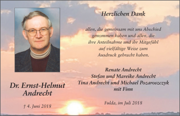Traueranzeige von Ernst-Helmut Andrecht 