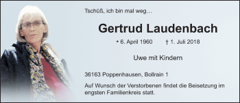 Traueranzeige von Gertrud Laudenbach 