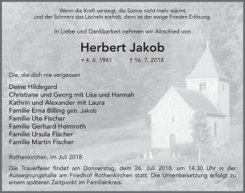 Traueranzeige von Herbert Jakob 