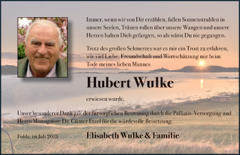 Traueranzeige von Hubert Wulke 