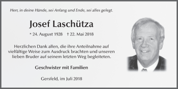 Traueranzeige von Josef Laschütza 