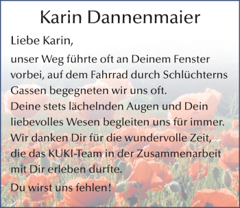Traueranzeige von Karin Dannenmaier 