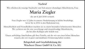 Traueranzeige von Maria Ziegler 