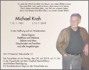 Traueranzeige von Michael Krah 
