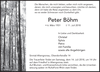 Traueranzeige von Peter Böhm 