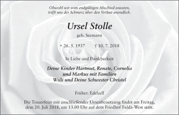 Traueranzeige von Ursel Stolle 