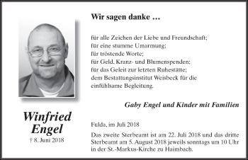 Traueranzeige von Winfried Engel 