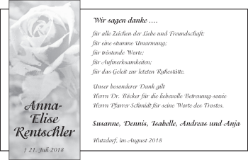 Traueranzeige von Anna-Elise Rentschler 