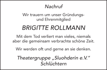 Traueranzeige von Brigitte Rollmann 