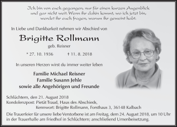 Traueranzeige von Brigitte Rollmann 