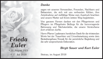Traueranzeige von Frieda Euler 