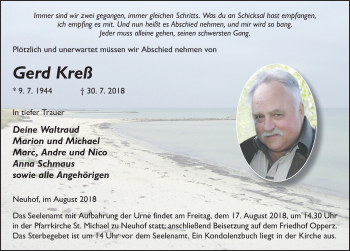 Traueranzeige von Gerd Kreß 