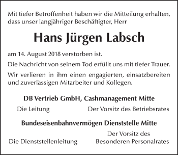 Traueranzeige von Hans Jürgen Labsch 
