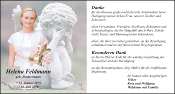 Traueranzeige von Helena Feldmann 