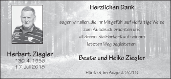 Traueranzeige von Herbert Ziegler 