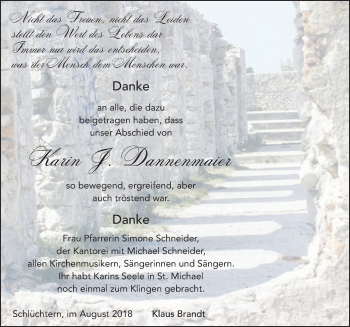 Traueranzeige von Karin Dannenmaier 
