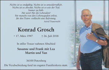 Traueranzeige von Konrad Grosch 