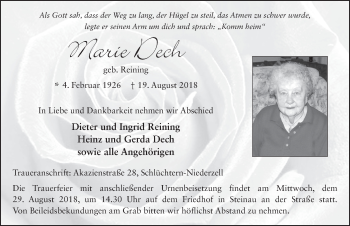 Traueranzeige von Marie Dech 