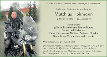 Traueranzeige von Matthias Hohmann 